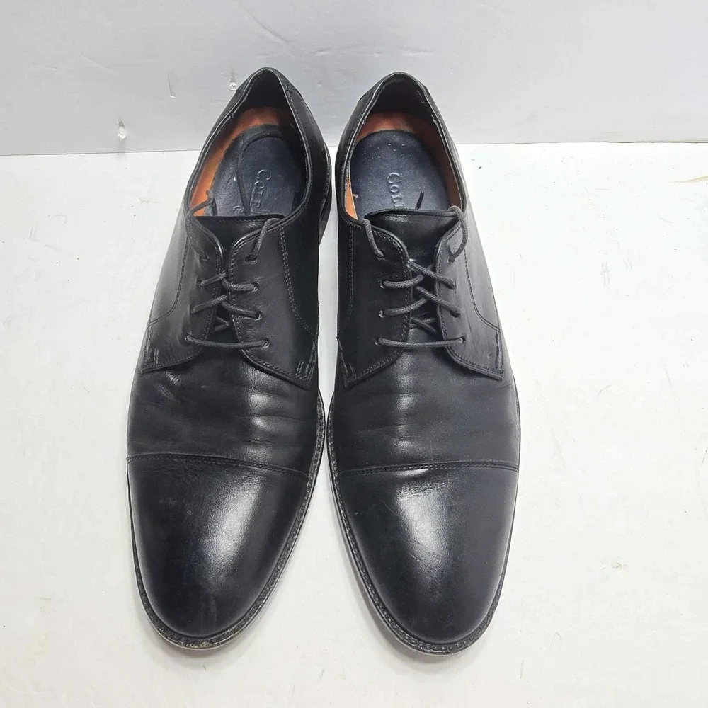 Cole Haan Mens Black Leather Cap Toe Derby Dress Shoes Lace Up Professional